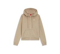 HUGO Sweat à capuche zippé en molleton de coton avec logo brodé revisité - Style Dalfine, 50535240 Beige M