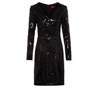 HUGO Femmes Kelias-1 Robe Effet Cache-cœur à Manches Longues et Sequins