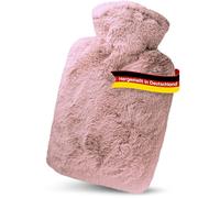 Hugo Frosch Bouillotte classique 1,8 l avec housse en polaire à poils longs (rose)