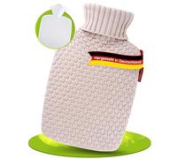 Hugo Frosch Bouillotte classique 1,8 l avec housse en tricot bio sable