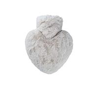 Hugo Frosch Bouillotte en forme de cœur - 1 l - Fabriquée en Allemagne - Avec housse moelleuse douillette taupe - Grande bouteille de lit anti-fuite et inodore - Durable et avec housse lavable