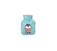 Hugo Frosch Bouillotte mini 0,2 l avec housse en velours bleu glacé pingouin