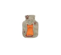 Hugo Frosch Bouillotte mini 0,2 l avec housse en velours - Motif chat de sauge