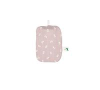Hugo Frosch Mini bouillotte de 0,2 l - Fabriquée en Allemagne - Avec housse douillette en coton bio marron clair - Motif ancre - Petite bouteille de lit anti-fuite pour les déplacements