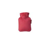 Hugo Frosch Mini bouillotte de 0,2 l - Fabriquée en Allemagne - Avec housse en velours douillette rouge tomate - Petite bouteille de lit anti-fuite et inodore pour les déplacements - Avec housse