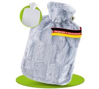 Hugo Frosch Unisex Classic Faux Fur Cover and Inner Lining Hot Water Bottle, Grey, One Size