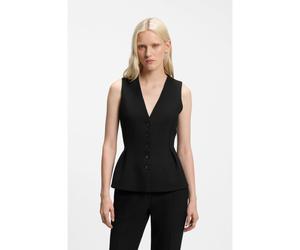 HUGO Gilet coupe affûtée avec basque - Style Anena, 50564262 Noir 44