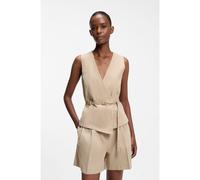 HUGO Gilet Regular ceinturé en coton et en chanvre - Style Ahella-1-W, 50557199 Beige clair 42