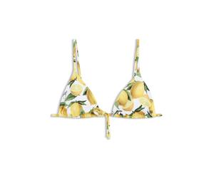 HUGO Haut de bikini triangle imprimé avec breloque logo empilé - Style FANCY_triangle, 50561313 Jaune à motif XS