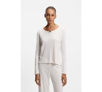 HUGO Haut de pyjama en pointelle à la finition picot - Style POINTELLE LS-SHIRT, 50556984 Naturel L
