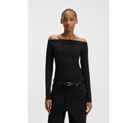 HUGO Haut en coton stretch avec logo en strass - Style Dolder_B, 50546931 Noir M