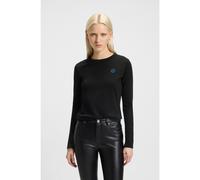 HUGO Haut en jersey de coton avec badge logoté Happy HUGO - Style Daliria_B, 50520316 Noir L