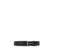 Hugo Boss Ceinture Erman-L Sz35 en cuir italien noire 110 cm, boucle en métal argenté brossé