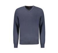 Hugo, Homme, Pulls, Bleu, Taille: S Pull en Coton Bleu avec Col en V Broderie