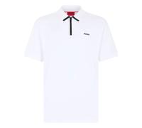 Hugo, Homme, Tops, Blanc, Taille: XS Polo en coton avec fermeture éclair
