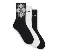 HUGO Hommes 3P QS RIB ARGYLE CC Lot de trois paires de chaussettes en coton mélangé