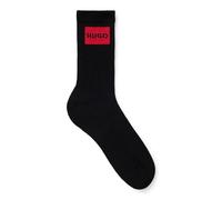 HUGO Hommes 3P QS RIB LABEL CC Lot de trois paires de chaussettes courtes avec étiquettes logotées rouges
