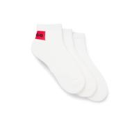 HUGO Hommes 3P SH RIB LABEL CC Lot de trois paires de chaussettes basses avec étiquettes logotées rouges