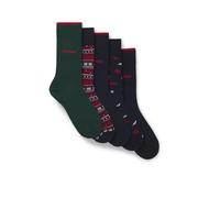 HUGO Hommes 5P RS GIFT XMAS CC Lot de cinq paires de chaussettes mi-mollet avec détails logotés