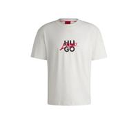 HUGO Hommes Dlongny T-Shirt Relaxed en Jersey de Coton à Double Logo