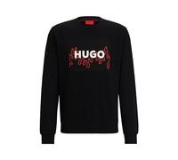 HUGO Hommes Duragol U241 Sweat Regular Fit en Molleton de Coton avec Logo Flamme