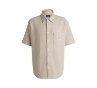 HUGO Hommes Ebronn Chemise à Manches Courtes en Coton mélangé à la Structure gaufrée