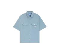 HUGO Hommes Ekyno Chemise Oversize en Twill de Coton avec Patch logoté