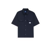 HUGO Hommes Ekyno Chemise Oversize en Twill de Coton avec Patch logoté