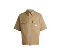 HUGO Hommes Ekyno Chemise Oversize en Twill de Coton avec Patch logoté