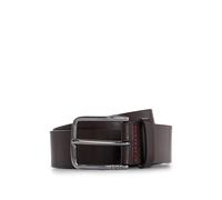 HUGO Hommes Gerik Sz35 Ceinture en cuir grainé à surpiqûres rouges