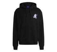 HUGO Sweat à capuche en molleton de coton avec motifs graphiques street food - Style Namiko, 50532264 Noir M