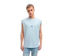 HUGO T-shirt en jersey de coton sans manches avec étiquette logotée bleue - Style Navertz, 50509773 bleu clair XXL