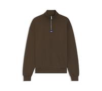HUGO Sweat en molleton de coton à encolure zippée et patch logo - Style Neeler, 50522367 Marron foncé M