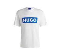 HUGO T-shirt en jersey de coton à logo imprimé bleu - Style Nico, 50522376 Blanc M