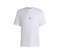 HUGO T-shirt Regular en jersey de coton avec patch logoté bleu - Style Nieros, 50509991 Blanc M