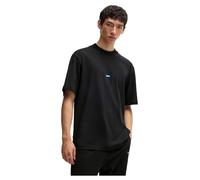 HUGO Hommes Nieros T-Shirt Regular en Jersey de Coton avec Patch logoté Bleu