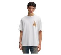 HUGO Hommes Nizzerio T-Shirt en Jersey de Coton à imprimés Pizzas Graphiques