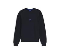 HUGO Pull en maille de coton avec étiquette logotée bleue - Style San Casey-C1, 50553601 Bleu foncé M