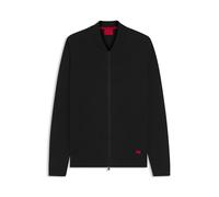 HUGO Hommes San Jaque-C Cardigan Style Bomber en Maille de Coton avec étiquette logotée Rouge