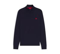 HUGO Hommes San Quintus-C Pull en Coton à Encolure zippée et étiquette logotée Rouge