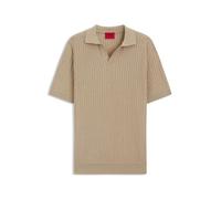 HUGO Hommes Seemant Polo en Maille Jacquard de Coton et de Lin à col Johnny