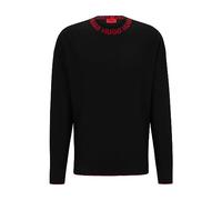 HUGO Hommes Smarlo Pull Oversized Fit en Pur Coton avec col logoté