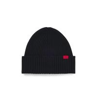 HUGO Hommes Xola Bonnet en Laine Vierge avec Logo Rouge