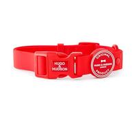 HUGO & HUDSON Collier imperméable pour Chien, Collier réglable Anti-Odeur, Rouge, M