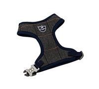 HUGO & HUDSON Harnais pour Chien en Tweed avec Boucle arrière réglable, Chevrons Gris à Carreaux, M