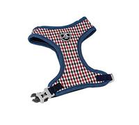 HUGO & HUDSON Harnais pour Chien sans Traction avec Boucle arrière, Carreaux Marine et Rouge, L