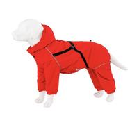 HUGO & HUDSON Veste d'hiver pour Chien Coupe-Vent à Capuche avec Boucles et Harnais, Rouge, M50