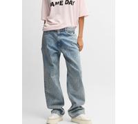 HUGO HUGO Blue All-Over Logo Print Straight Leg 100% Cotton Denim Jeans