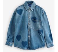 HUGO HUGO Blue Garesa Heart Print Washed Denim Shirt Blue 8