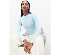 HUGO HUGO Blue Sblog Ribbed Long Sleeve Crop Top